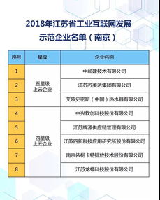 我市8家企業(yè)入選江蘇工業(yè)互聯(lián)網發(fā)展星級示范企業(yè)公示名單